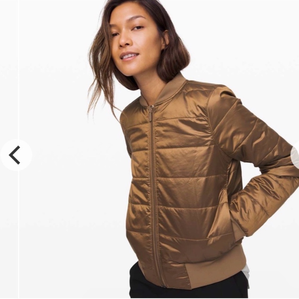 Lululemon Athletic Non-Stop Bomber Jacket Reversible Frontier Tan Women’s US 8